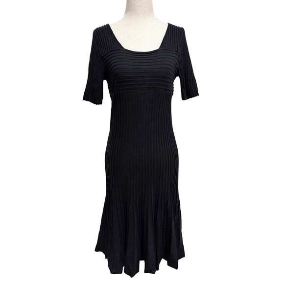 Peruvian Connection Elegant Black Ribbed Dress 100% Pima Cotton